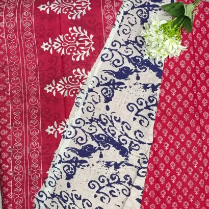 Elegant Pink Jaipur cotton Saree with small motif blouse