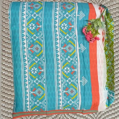 Stunning Green Jaipur cotton Saree pallu