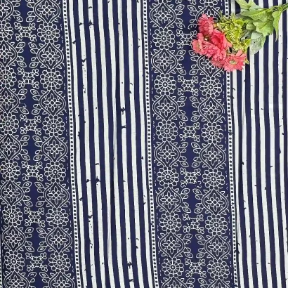 Elegant Blue Jaipur cotton Saree PALLU