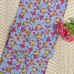 Elegant grey Jaipur cotton Saree with floral design | Price Rs.891| Poorna Boutique, Chennai