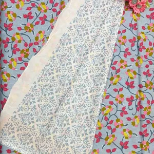 Elegant grey Jaipur cotton Saree with floral design | Price Rs.891| Poorna Boutique, Chennai