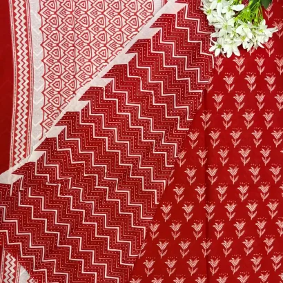Stunning Red Jaipur cotton Saree blouse , Price Rs.891, Poorna Boutique, Chennai