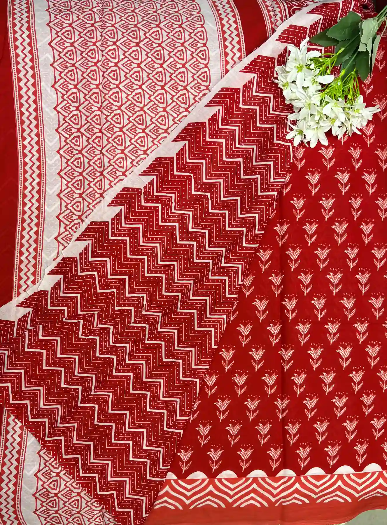 Stunning Red Jaipur cotton Saree blouse , Price Rs.891, Poorna Boutique, Chennai