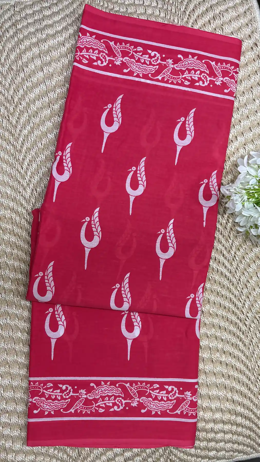 Graceful Peacock Motif Cotton Saree Graceful Peacock Motif Cotton Saree