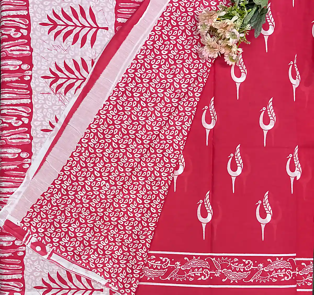 Graceful Peacock Motif Cotton Saree blouse Poorna boutique, Pallikaranai, Chennai.