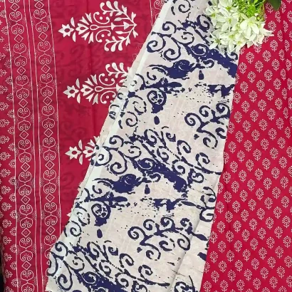 Elegant Pink Jaipur cotton Saree blouse with small motif