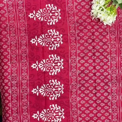 Elegant Pink Jaipur cotton Saree pallu with small motif