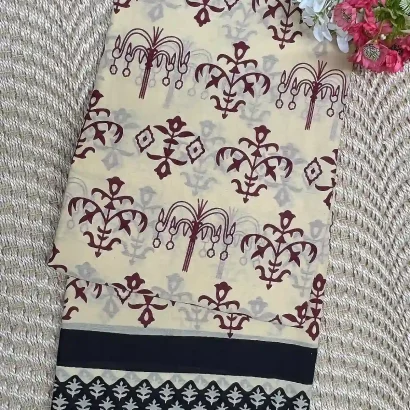 Elegant sandal color Jaipur cotton Saree