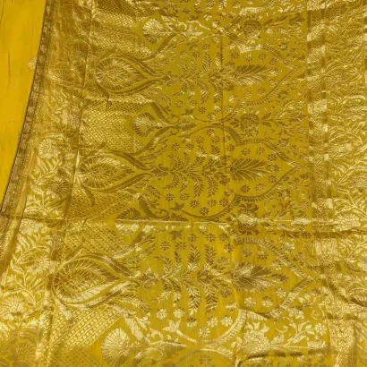 Elegant Semi Silk Saree yellow colour saree pallu Poorna boutique, Pallikaranai, Chennci