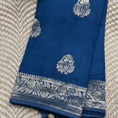 Stunning Semi Silk Saree blue colour saree Poorna boutique, Pallikaranai, Chennci