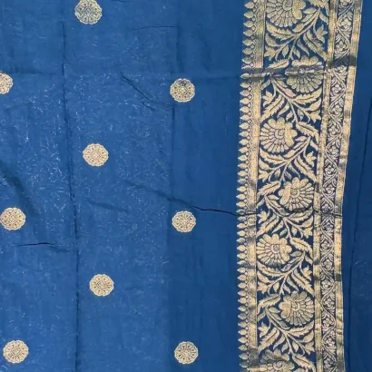 Stunning Semi Silk Saree blue colour saree blouse Poorna boutique, Pallikaranai, Chennci