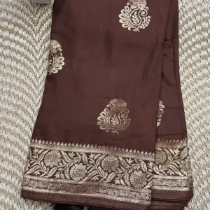 Beautiful Semi Silk Saree brown color