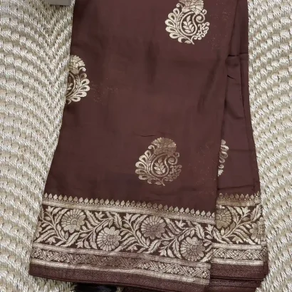 Beautiful Semi Silk Saree brown color
