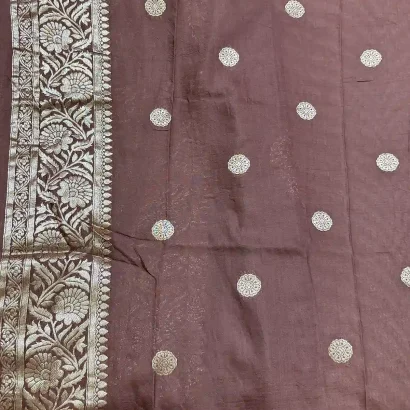 Beautiful Semi Silk Saree brown color blouse