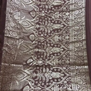 Beautiful Semi Silk Saree brown color pallu