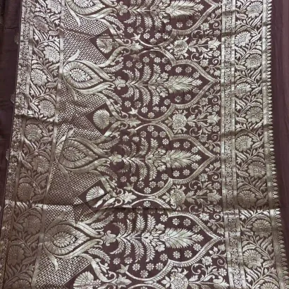Beautiful Semi Silk Saree brown color pallu