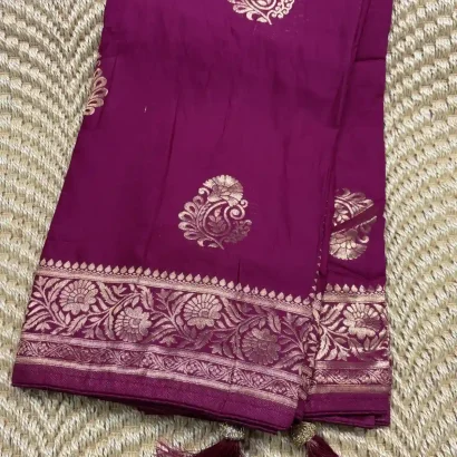 Gorgeous Semi Silk Saree magenta colour saree Poorna boutique, Pallikaranai, Chennci