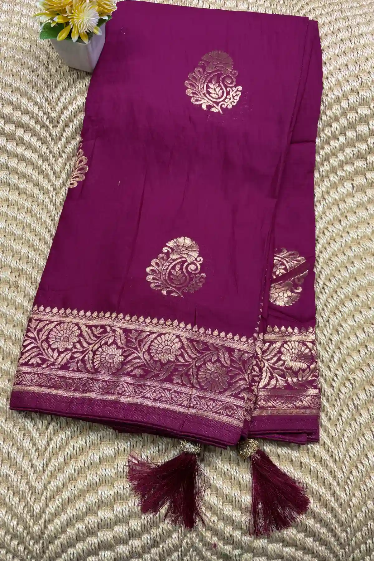 semi-silk-magenta Gorgeous Semi Silk Saree magenta colour saree Poorna boutique, Pallikaranai, Chennci