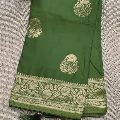 Graceful Semi Silk Saree green colour saree Poorna boutique, Pallikaranai, Chennci