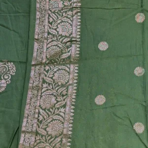 Graceful Semi Silk Saree green colour saree blouse Poorna boutique, Pallikaranai, Chennci