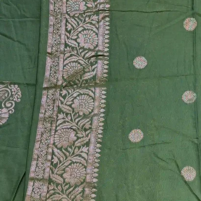 Graceful Semi Silk Saree green colour saree blouse Poorna boutique, Pallikaranai, Chennci