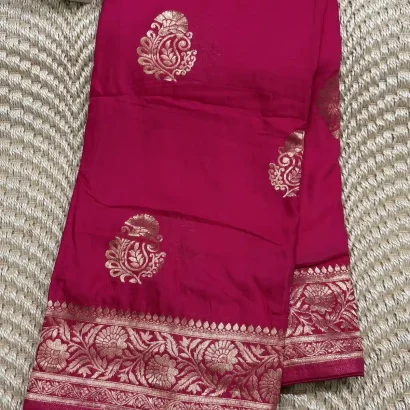 Classic Semi Silk Saree rani pink colour saree Poorna boutique, Pallikaranai, Chennci