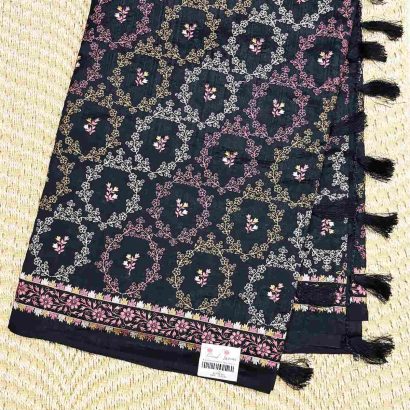 dark theme Butter Silk Saree balck colour saree, Price Rs.2550 Poorna Boutique, Chennai