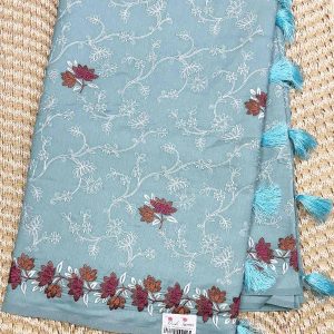 Elegant Butter Silk Saree Light blue colour saree, Price Rs.2550 Poorna Boutique, Chennai