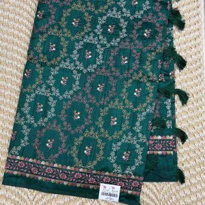 dark theme Butter Silk Saree green colour saree blouse, Price Rs.2550 Poorna Boutique, Chennai