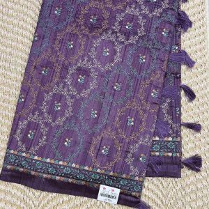 dark theme Butter Silk Saree purple colour saree blouse, Price Rs.2550 Poorna Boutique, Chennai