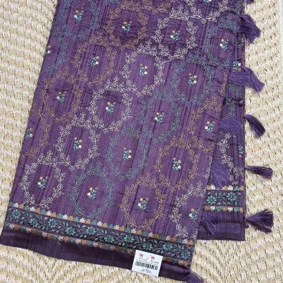 dark theme Butter Silk Saree purple colour saree blouse, Price Rs.2550 Poorna Boutique, Chennai