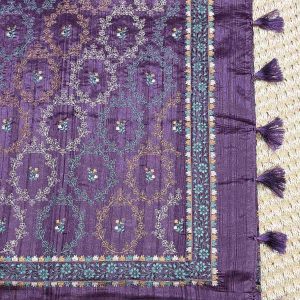 dark theme Butter Silk Saree purple colour saree pallu, Price Rs.2550 Poorna Boutique, Chennai