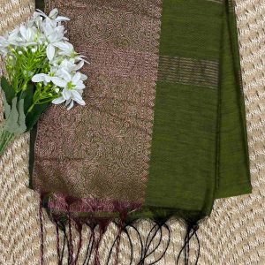 dark-olive-green-cotton-saree-rose-gols-zari