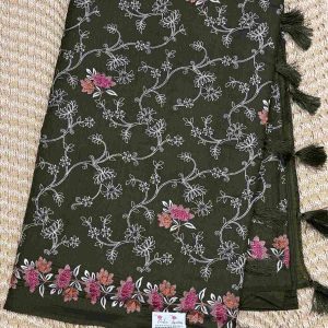 Elegant Butter Silk Saree Dark Green colour saree. Price Rs.2550 Poorna Boutique, Chennai