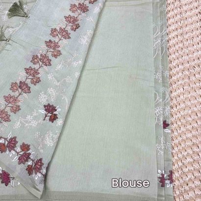 Elegant Butter Silk Saree Light Green colour saree, blouse Price Rs.2550 Poorna Boutique, Chennai