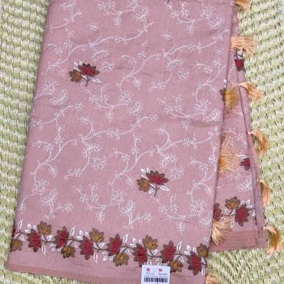 Elegant Butter Silk Saree Peach colour Price Rs.2550 Poorna Boutique, Chennai