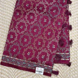 Elegant Butter Silk Saree maroon colour saree, Price Rs.2550 Poorna Boutique, Chennai