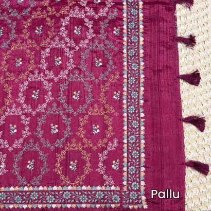 Elegant Butter Silk Saree maroon colour saree pallu, Price Rs.2550 Poorna Boutique, Chennai