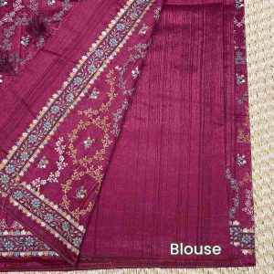 Elegant Butter Silk Saree maroon colour saree blouse, Price Rs.2550 Poorna Boutique, Chennai