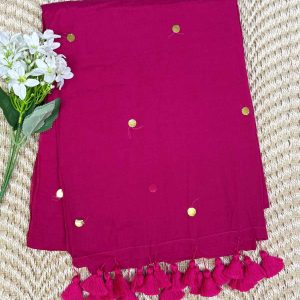 mul cotton Rani pink color saree. light weight