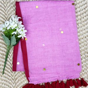 mul cotton baby pink color saree. light weight
