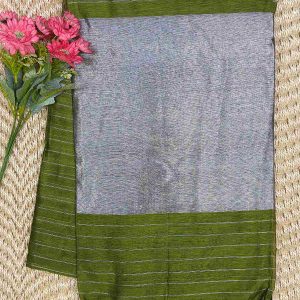 Cotton Saree with Full Silver Zari