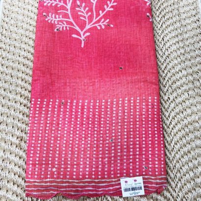 Peach-linen-saree