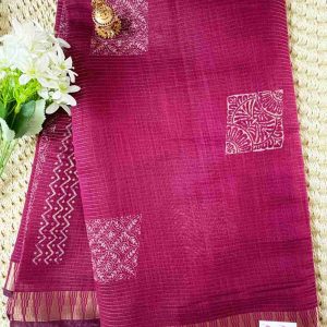 Deep magenta Fancy Cotton Saree