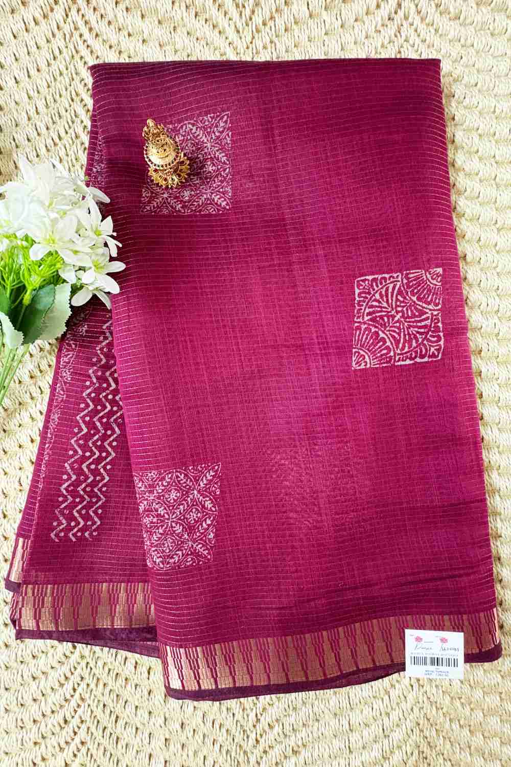 Deep magenta Fancy Cotton Saree Deep magenta Fancy Cotton Saree