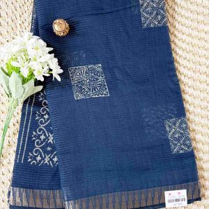Navy Blue fancy cotton saree