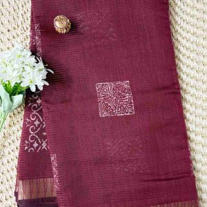 Red wine fancy cotton saree