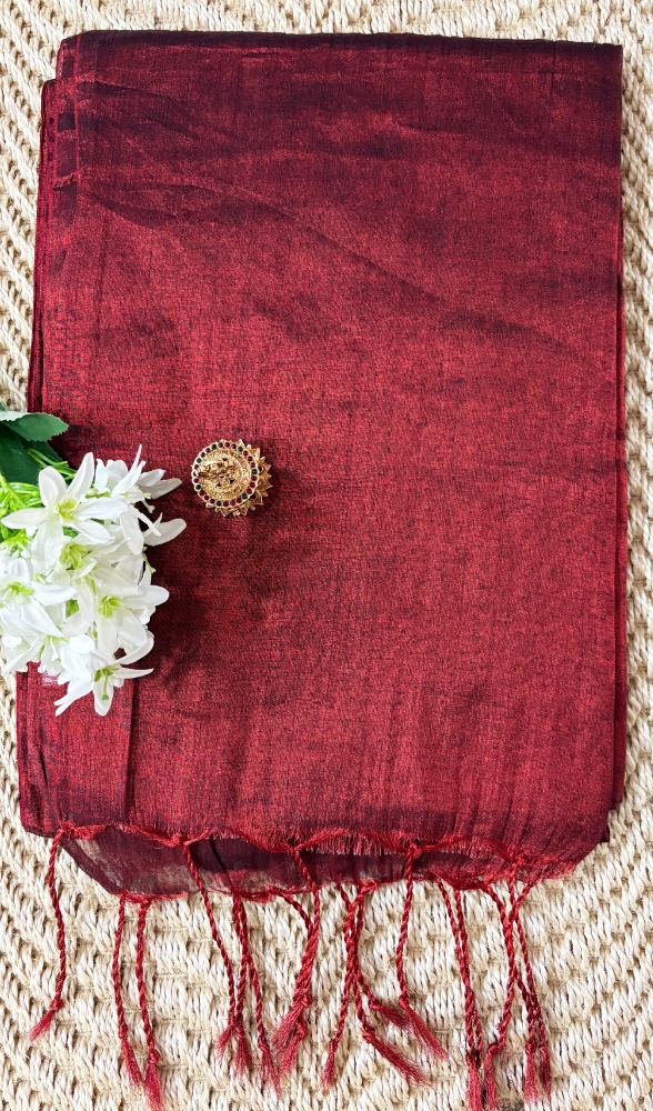 Maroon-Tissue Saree-Poorna Boutique Maroon-Tissue Saree-Poorna Boutique