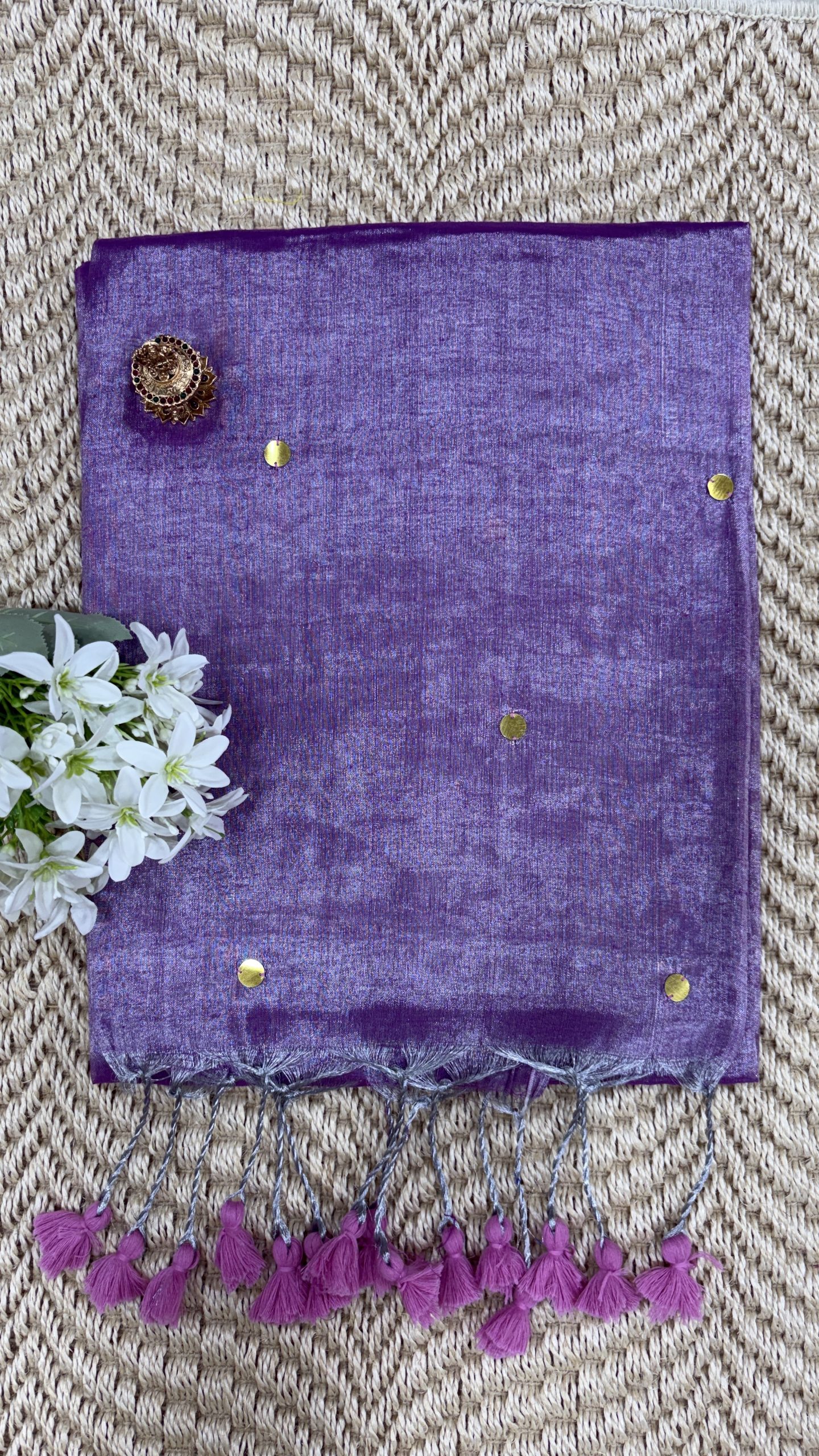 Purple Premium Tissue Saree with Sequin Work Purple Premium Tissue Saree with Sequin Work