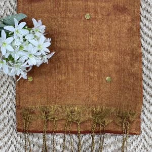 Rust & Gold Dual-Tone Premium Tissue Saree with Sequin Work